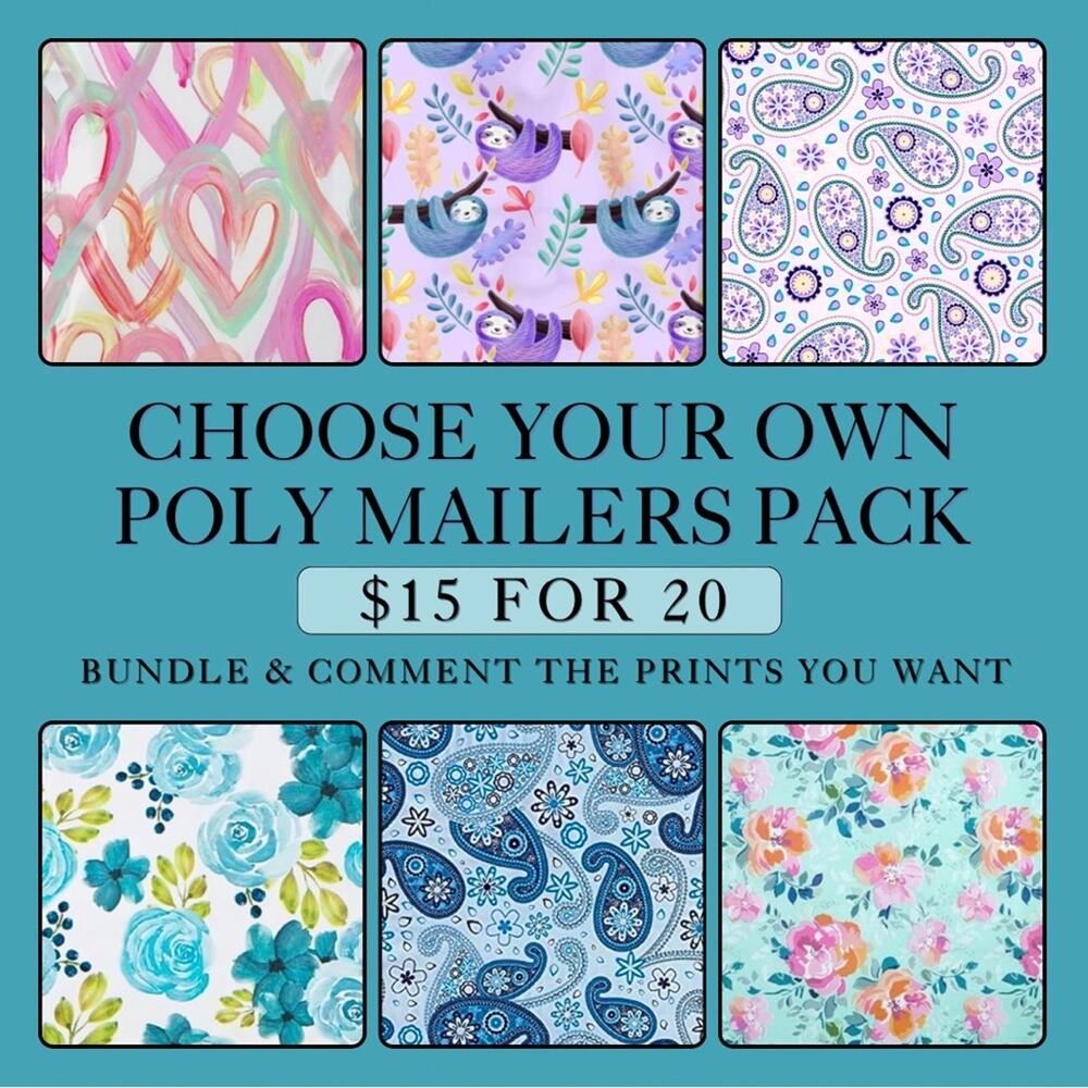 20 Colorful Poly Mailers Pack ~ Choose Your Prints